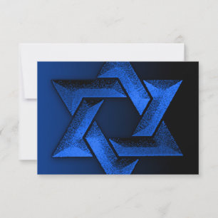 Cartão RSVP Bar Mitzvah Black and Blue Star