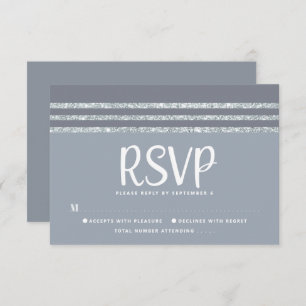 Cartão RSVP Bar Mitzvah Cinza Silver Tallit Script Bold Modern
