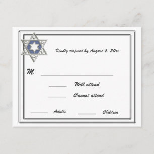 Cartão RSVP Bar Mitzvah de Silver Frame Star