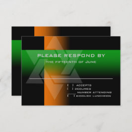 Cartão RSVP Bar Mitzvah Laranja e Verde em Qualquer Cor