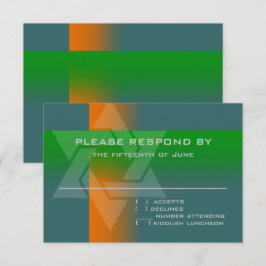Cartão RSVP Bar Mitzvah Laranja e Verde em Qualquer Cor