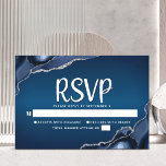 Cartão RSVP Bar Mitzvah Moderno Marinho Azul Ombre Agate Scrip<br><div class="desc">Tenha orgulho, alegria e celebre este marco do seu Bar favorito Mitzvah com este cartão de inserção RSVP personalizado, legal, único e moderno para o seu evento! A tipografia da escrita branca e Estrela de David sobrepõem um fundo azul-marinho profundo com o agato azul de aço acentuado com veias falso...</div>