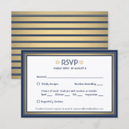 Cartão RSVP Bar Mitzvah Opções de Refeição Marinho Azul Branco