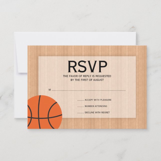 Cartão RSVP Bar Mitzvah para o basquete (Frente)