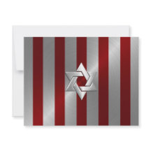 Bar Mitzvah Red e Silver Stripe Star de David