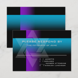 Cartão RSVP Bar Mitzvah Roxo e Turquesa em Qualquer Cor