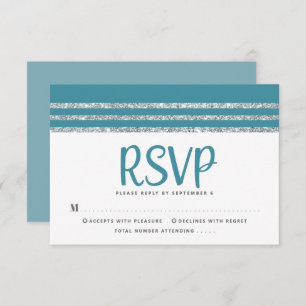 Cartão RSVP Bar Mitzvah Teal Silver Tallit Script Modern Bold