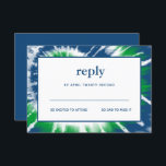 Cartão RSVP Bar Mitzvah Tie Azul e Verde<br><div class="desc">Esta placa de inserção de tendência apresenta um design de tinta espiral azul e verde marinho. Adicione seu texto usando o formulário modelo. Altere a fonte,  o layout e as cores usando o recurso Personalizar.</div>