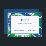 Cartão RSVP Bar Mitzvah Tie Azul e Verde<br><div class="desc">Esta placa de inserção de tendência apresenta um design de tinta espiral azul e verde marinho. Adicione seu texto usando o formulário modelo. Altere a fonte,  o layout e as cores usando o recurso Personalizar.</div>