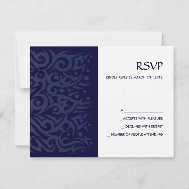 Cartão RSVP BAR TRIBAL - DESIGN Bat Mitzvah - Placa de Respost (Frente)