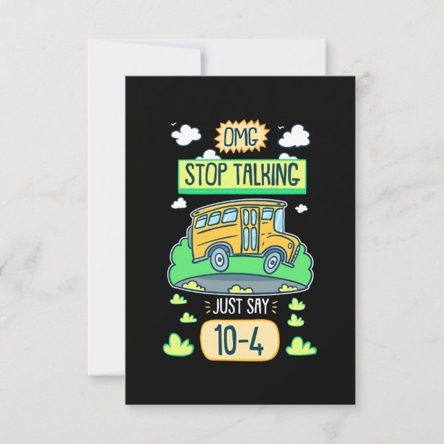 Cartão RSVP Barramento Driver Omg Pare De Falar (Frente)