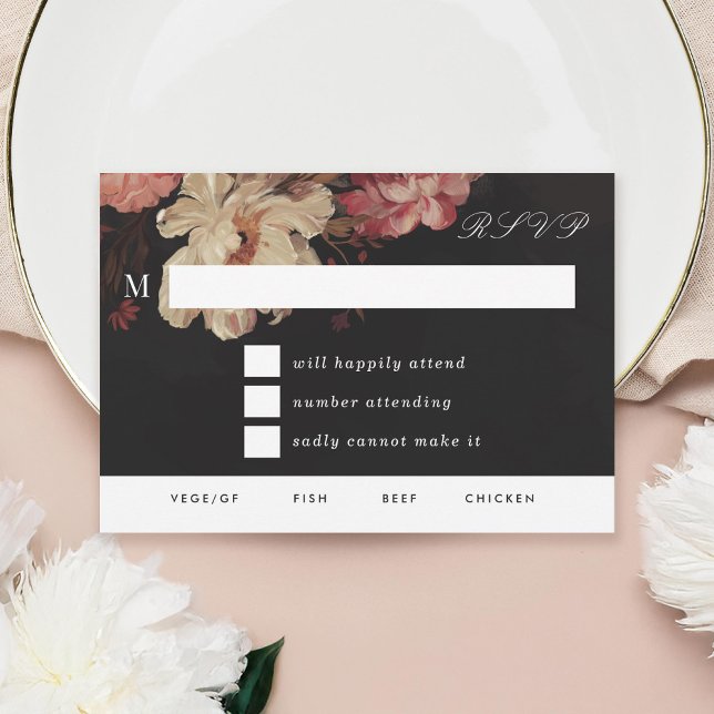 Cartão RSVP Barroco Pintado Floral (Criador carregado)
