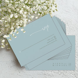 Cartão RSVP Basta Casamento Chic Dusty Teal ID1046