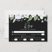 Bat Mitzvah Black Silver Script Watercolor Floral
