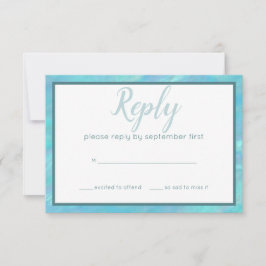 Cartão RSVP Bat Mitzvah Blue Opal Modern Watercolor Party
