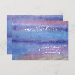 Cartão RSVP Bat Mitzvah Blue Purple Watercolor Streams