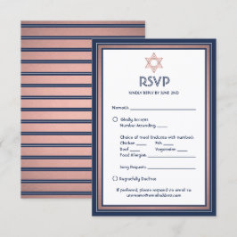 Cartão RSVP Bat Mitzvah Medium Options Song Request Blue & Pin