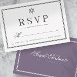 Cartão RSVP Bat Mitzvah Modern Monograma em Quadro Simples<br><div class="desc">Composto de simples quadros revestidos de hetero com script cursivo clássico e tipografia serif. Esses elementos são simples,  eternos e clássicos. Este foi projetado por materiais de terceiros selecionados,  exclusivos para o Zazzle. Disponível aqui: http://www.zazzle.com/store/selectpartysupplies</div>