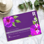 Cartão RSVP Bat Mitzvah Purple Floral Watercolor Moderna<br><div class="desc">Tenha orgulho, alegria e comemore este marco do seu Bat Mitzvah favorito com este sofisticado e personalizado cartão de inserção RSVP para o seu evento! Uma aquarela floral rosa, chica, espantosa, roxa, com serifa simples e moderna sobre um fundo de ameixa roxa escura. Personalize o texto personalizado com a data...</div>