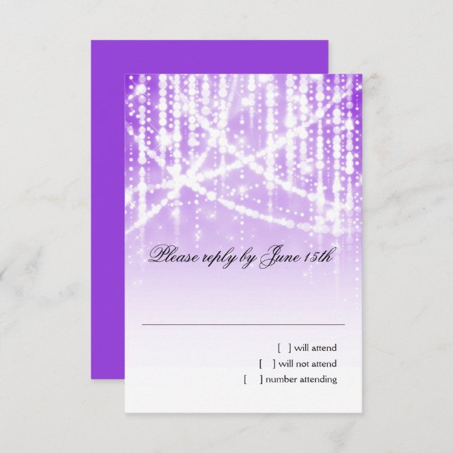 Cartão RSVP Bat Mitzvah Purple Sparly Lights (Frente/Verso)