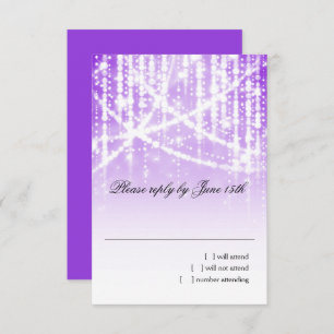 Cartão RSVP Bat Mitzvah Purple Sparly Lights