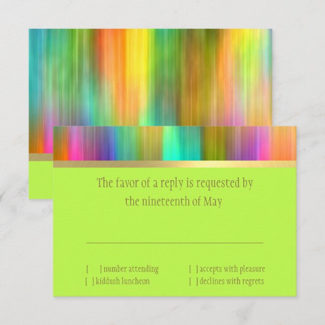 Cartão RSVP Bat Mitzvah Spectrum Stripes (Frente/Verso)
