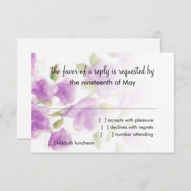 Cartão RSVP Bat Mitzvah Sweet Azaleas (Frente/Verso)