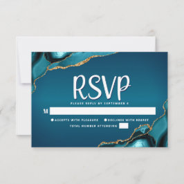 Cartão RSVP Bat Mitzvah Turquoise Ombre Dourado Agate Script