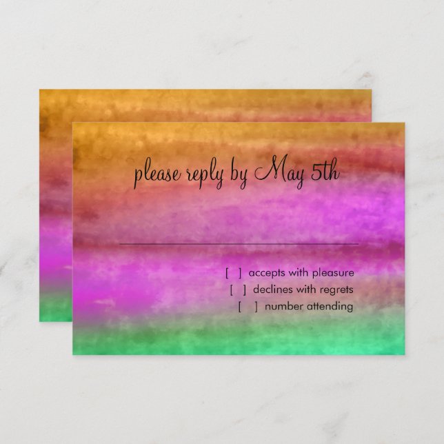Cartão RSVP Bat Mitzvah Watercolor Streaks (Frente/Verso)