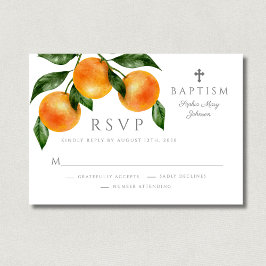 Cartão RSVP Batismo religioso das Laranjas Elegantes