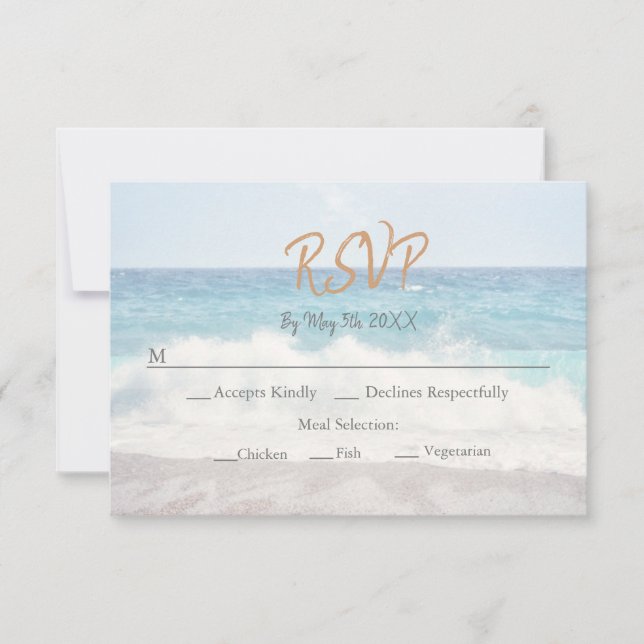 Cartão RSVP Beach Wedding Invitation Seaside/Oceanside Wedding (Frente)