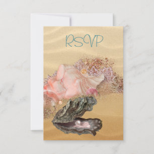Cartão RSVP Beach Wedding Sandy Shore