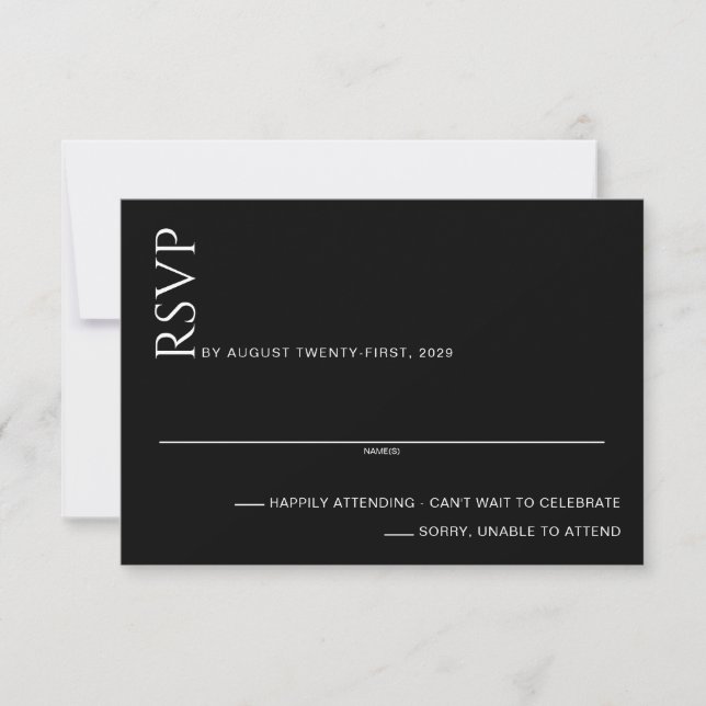 Cartão RSVP Beautiful Black and White Wedding (Frente)