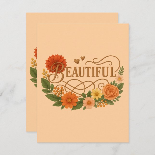 Cartão RSVP Beautiful Floral Response Card | Elegant Gold  (Frente/Verso)