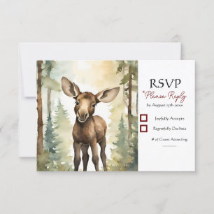 Cartão RSVP Bebê Moose Gênero Chá de fraldas neutro