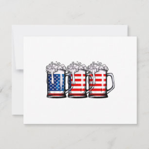 Cartão RSVP Beer American Flag 4 de julho Men Merica Dr.