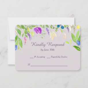 Cartão RSVP Beira floral da orquídea da aguarela que Wedding