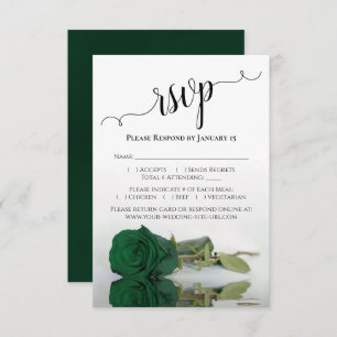 Cartão RSVP Bela Refletindo Casamento de Emerald Green Rosa