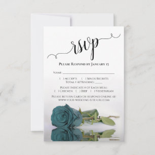 Cartão RSVP Bela Refletindo Casamento Elegante Rosa Teal