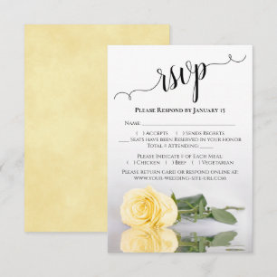 Cartão RSVP Bela Rosa Amarela Manteiga Reflexiva Casamento