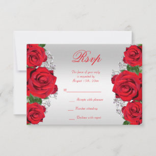 Cartão RSVP Belo aniversário de Rosas vermelhas românticas