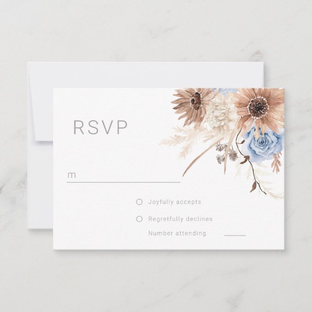 Cartão RSVP Belo Casamento de Boho Floral All Seasons (Frente)