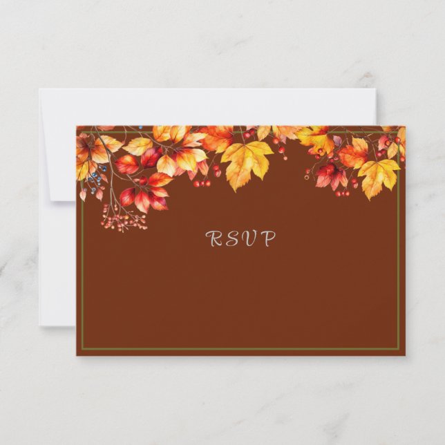 Cartão RSVP Belo Casamento de outono e Berries (Frente)