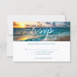 Cartão RSVP Belo Casamento de Praia Summer Waves Oceânicas
