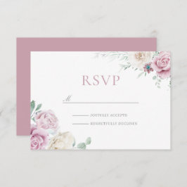 Cartão RSVP Belo Casamento Floral De Branco E Blush Botânico