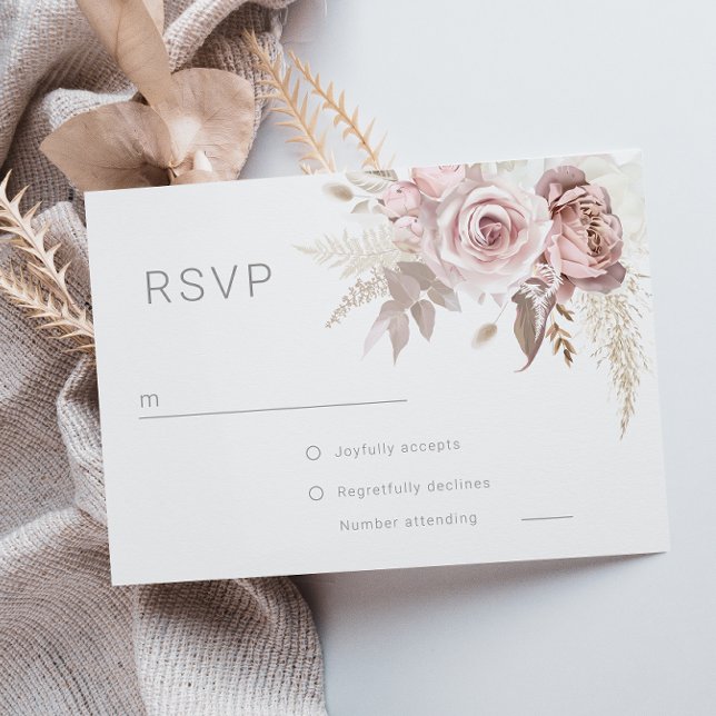 Cartão RSVP Belo Casamento Moderno Floral Floral (Criador carregado)