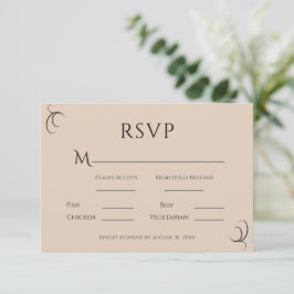 Cartão RSVP Belo Casamento Moderno Simples de Beige