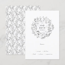 Cartão RSVP Belo Monograma Floral Casamento De Ferro Escrito