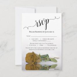 Cartão RSVP Belo Ouro Refletindo Casamento Ochre Rosa