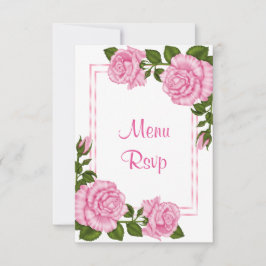 Cartão RSVP Belos Cantos de Buquês de Rosas Rosa Casamento Men